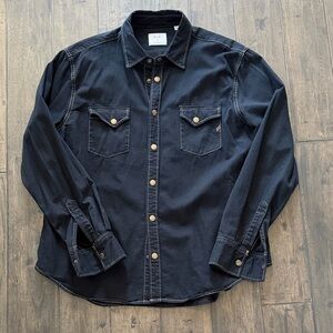 Billy Reid Shoals Denim Shirt Men’s Large Black Button Front Made in USA